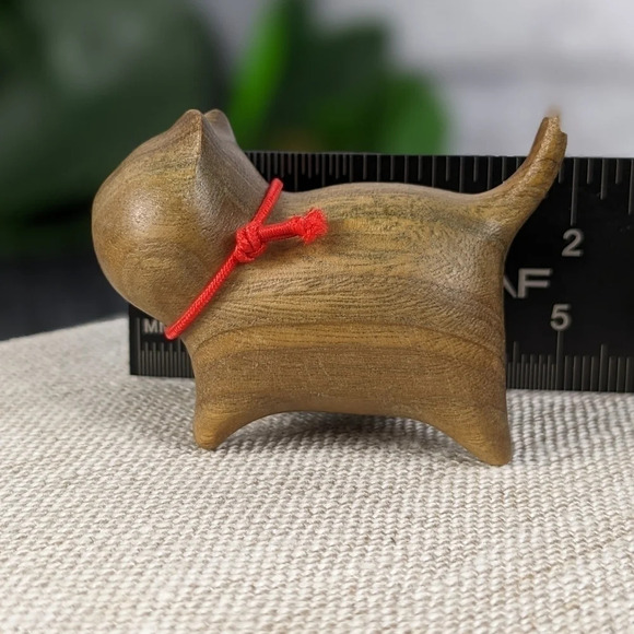 Wooden hand carved cat statue figurine kitty light brown wood color - Picture 2 of 6